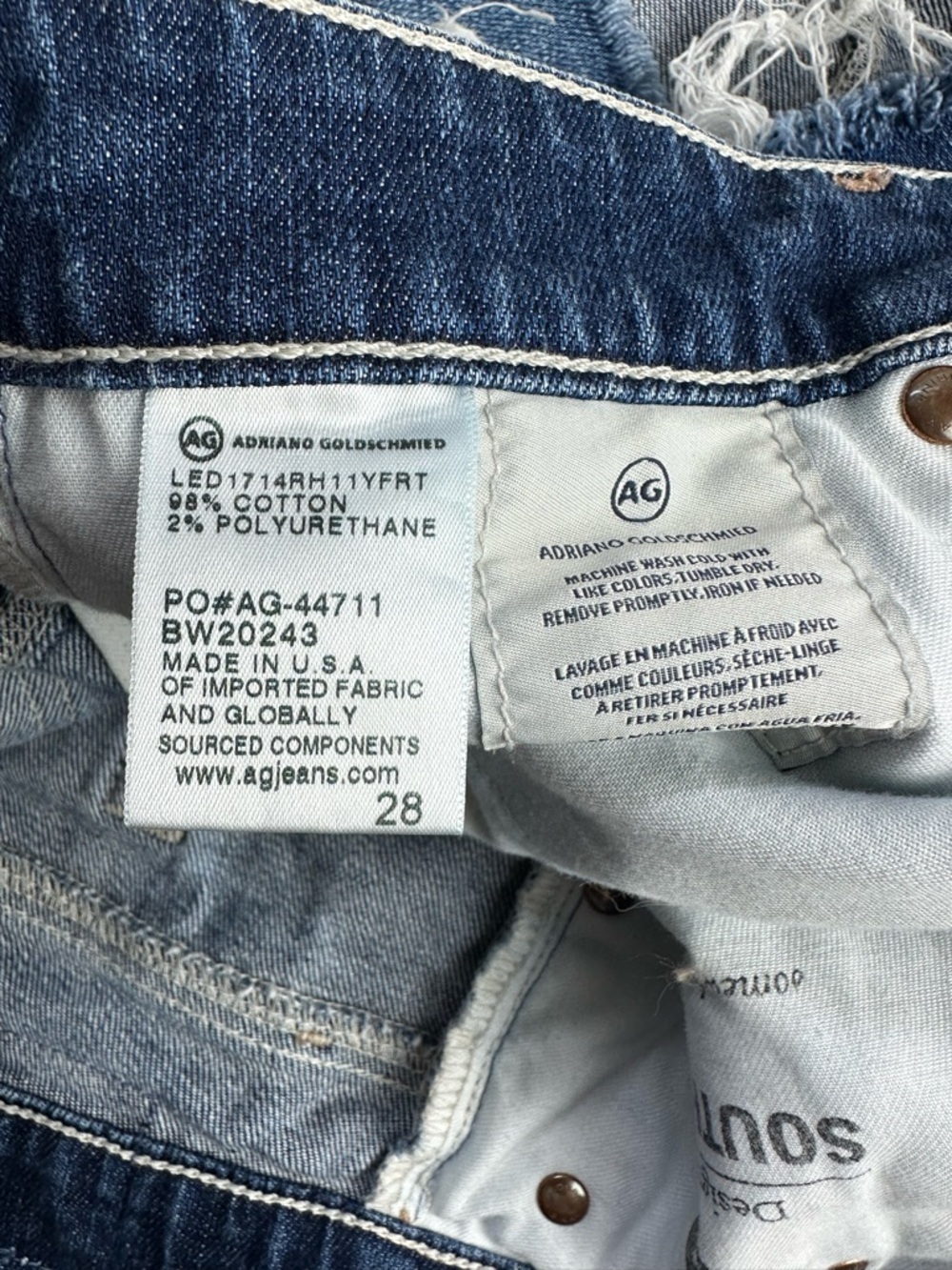 AG Adriano Goldschmied Women's Shorts 28 Hailey The Ex Boyfriend Raw Hem Blue - Picture 8 of 9